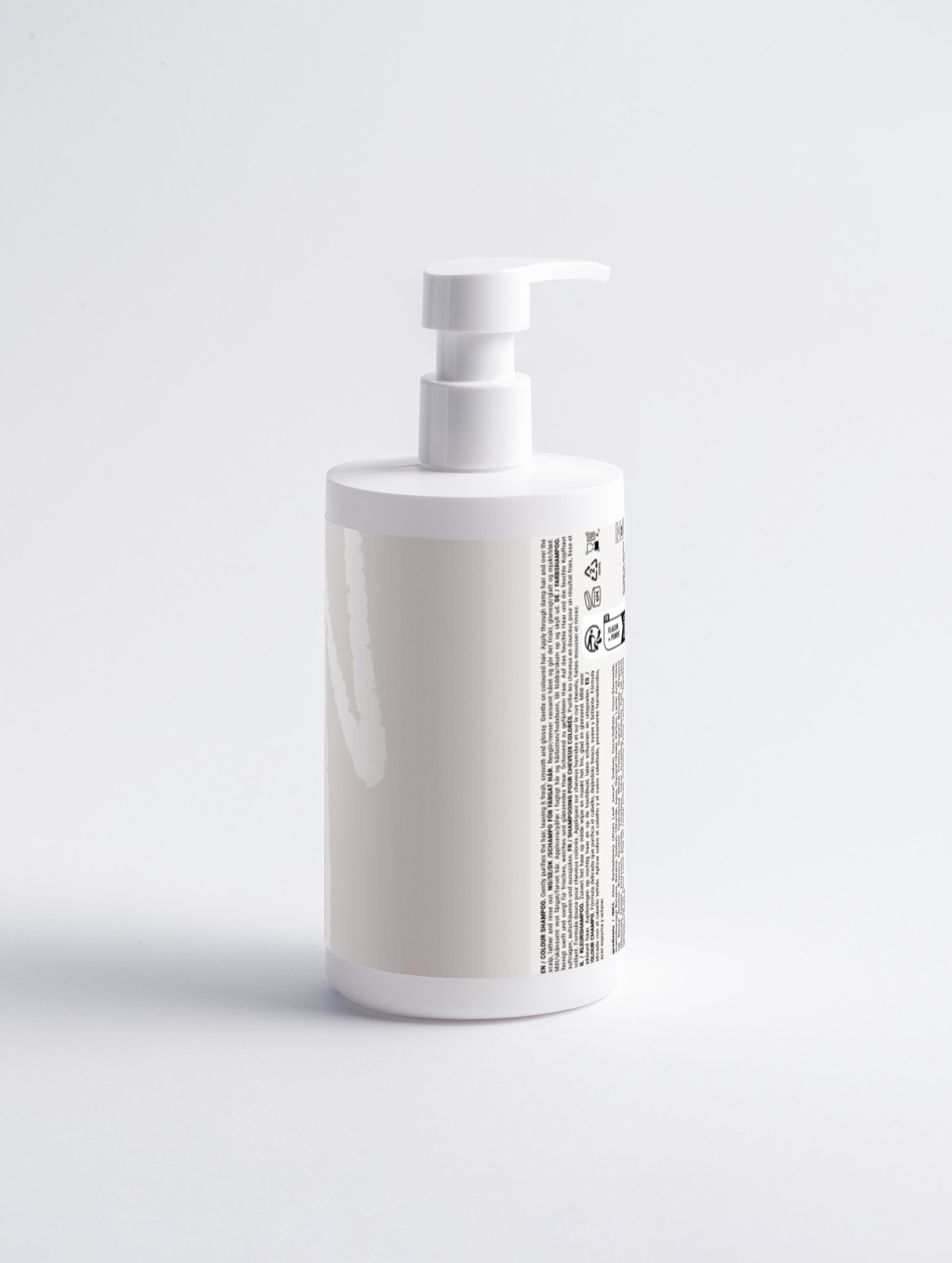 Colour Care Shampoo, Peachy Grapefruit Zest in white pump bottle with ingredient list, ideal for coloured hair and gentle cleansing.